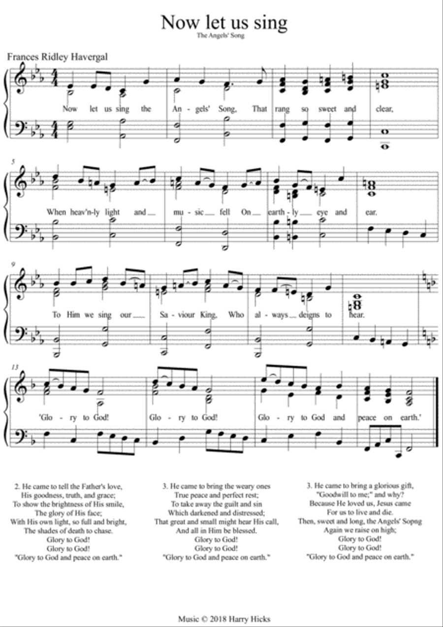 Now let us sing. A new tune to a wonderful Frances Ridley Havergal hymn Unison Choir scores gallery preview page 1