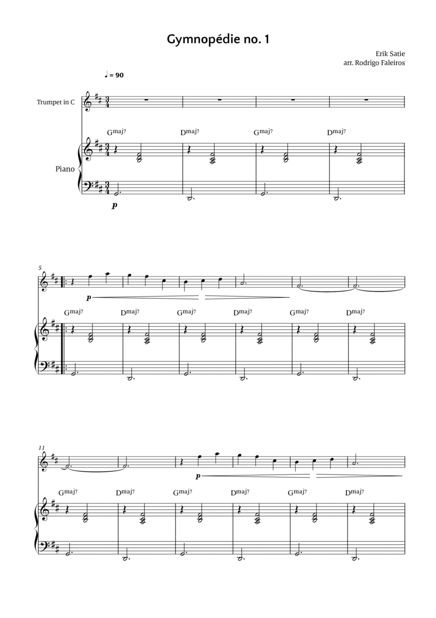 Gymnopédie no. 1 Chamber Music scores gallery preview page 1