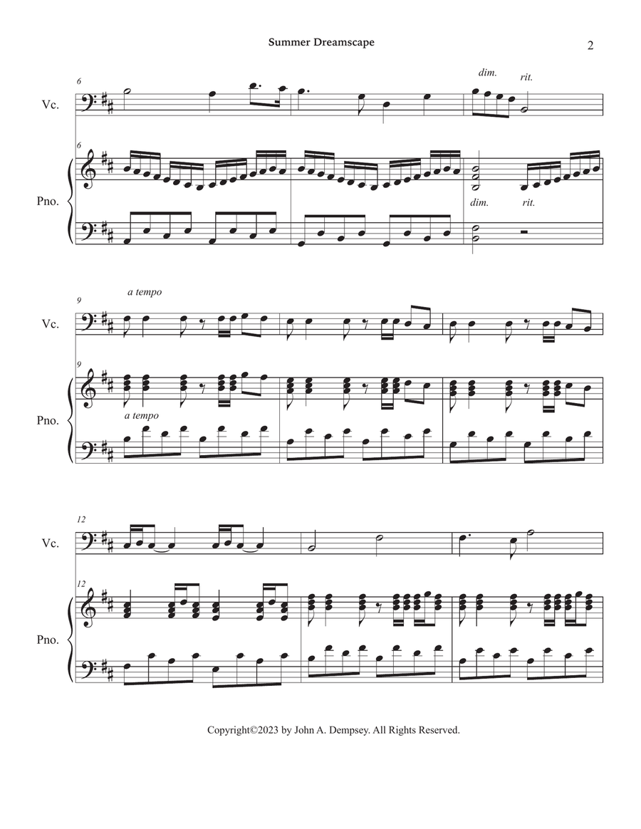 Summer Dreamscape (Cello and Piano) Piano scores gallery preview page 6