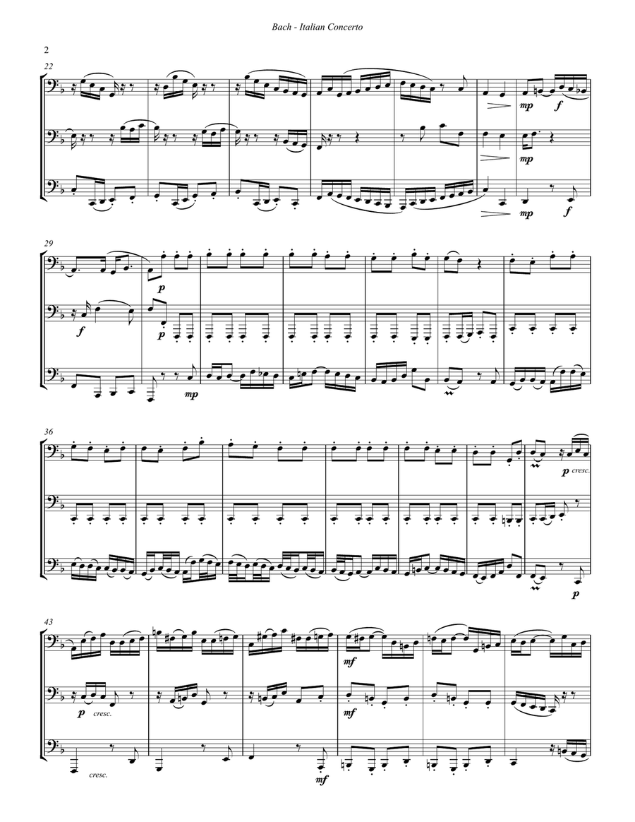 Italian Concerto BWV 971 for Tuba Trio Brass Trio scores gallery preview page 2
