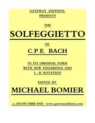 Book cover for Solfegietto of CPE Bach
