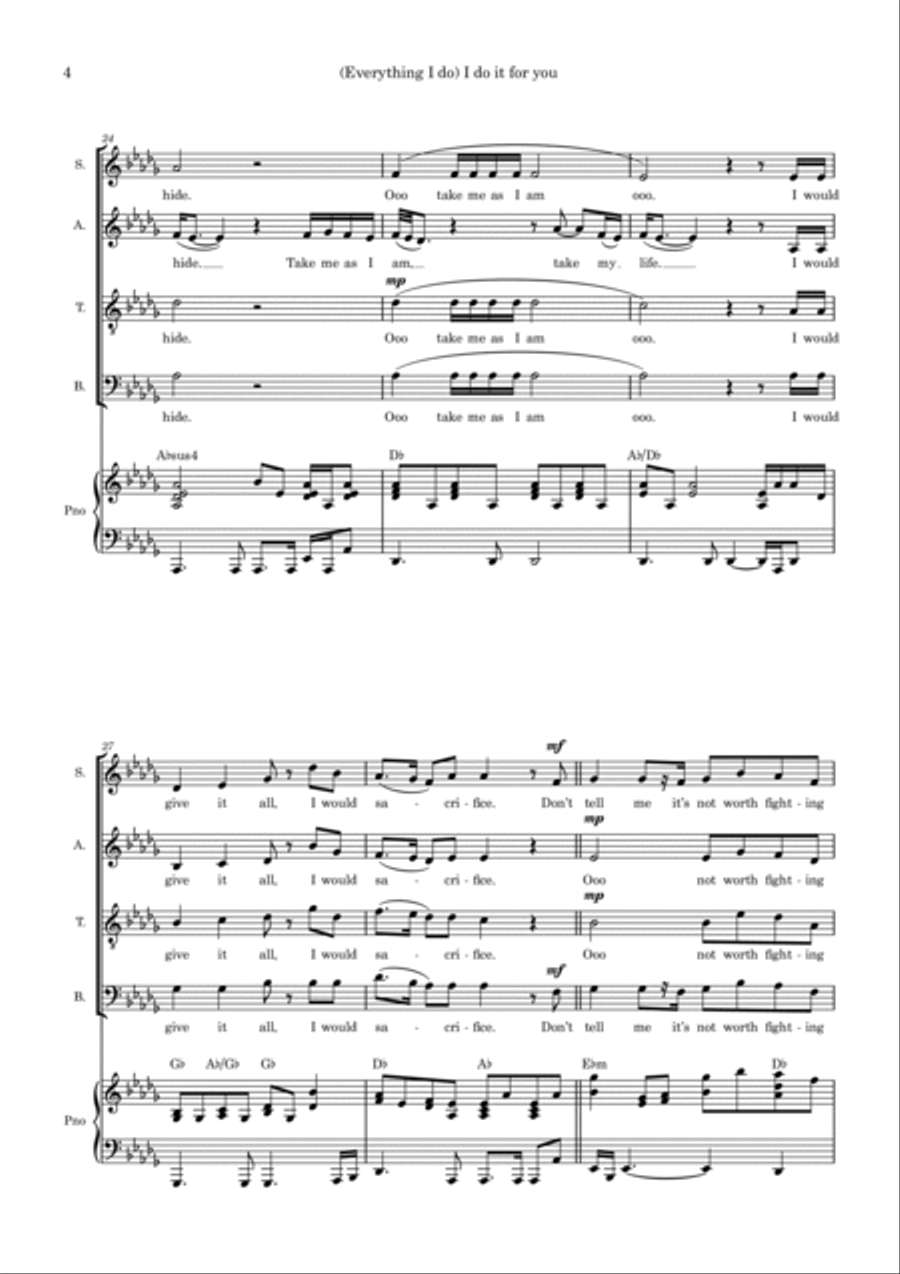 (everything I Do) I Do It For You 4-Part scores gallery preview page 4