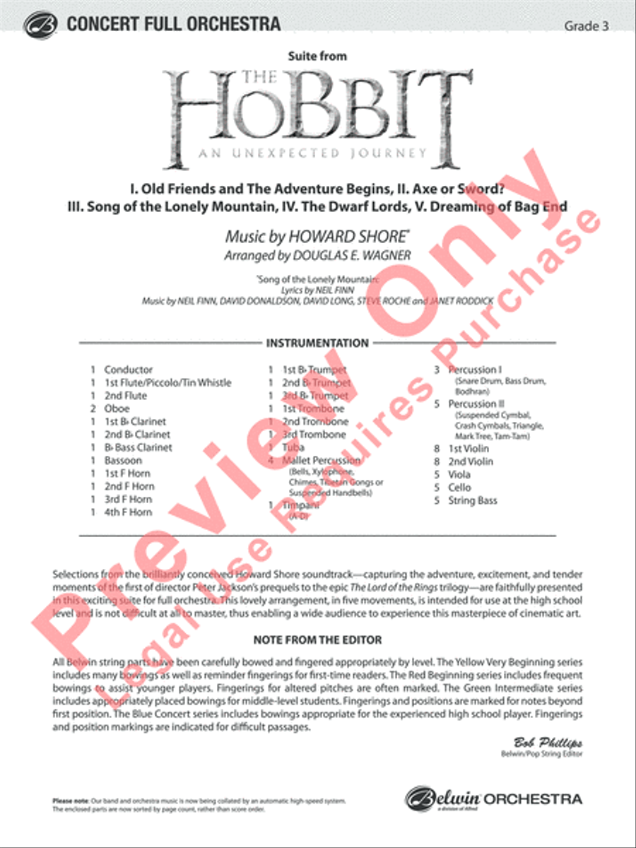 The Hobbit: An Unexpected Journey, Suite from Full Orchestra scores gallery preview page 2