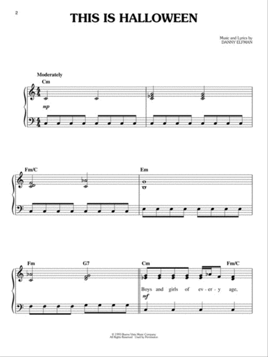 The Nightmare Before Christmas Easy Piano scores gallery preview page 3