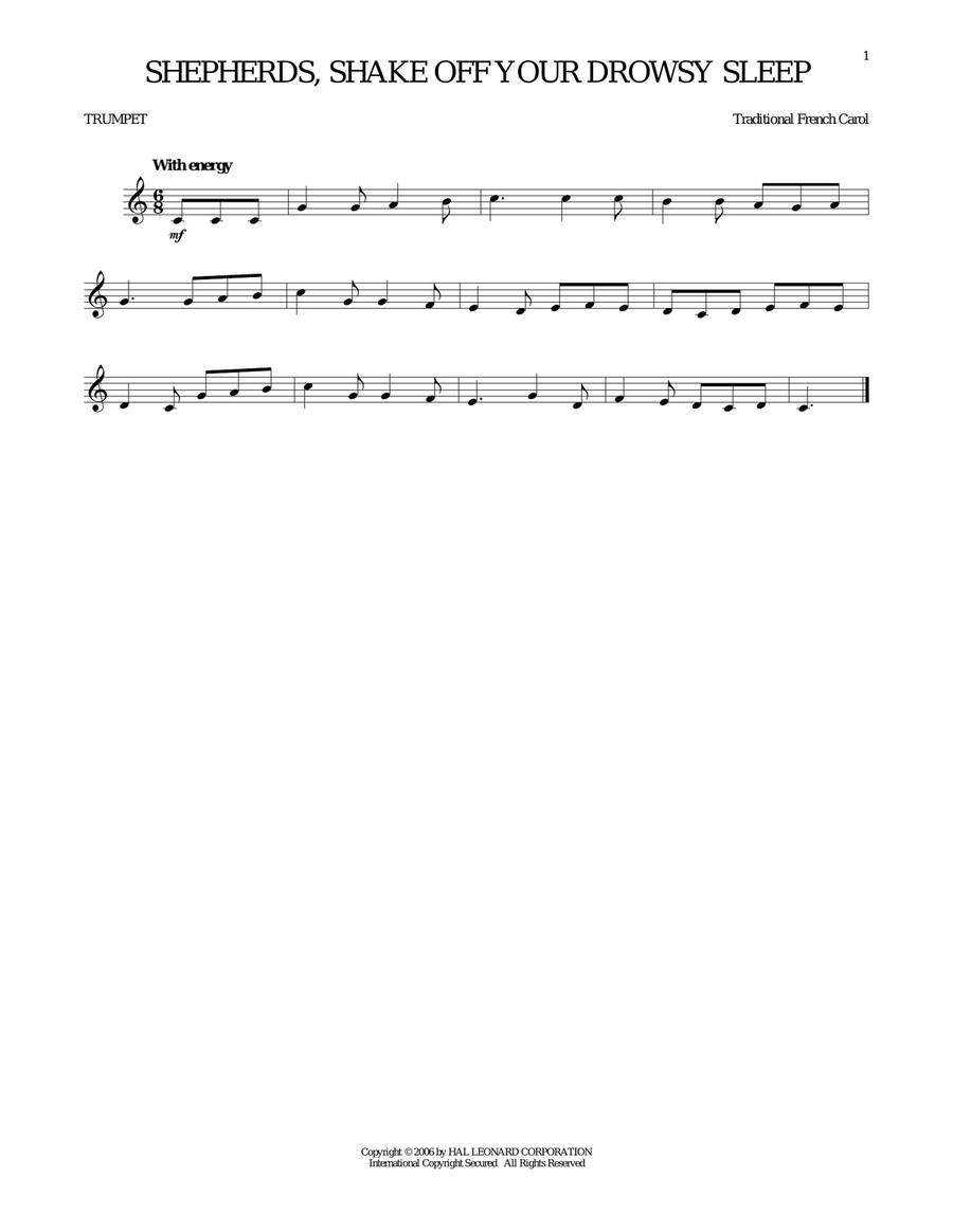 Shepherds, Shake Off Your Drowsy Sleep Trumpet Solo scores gallery preview page 1