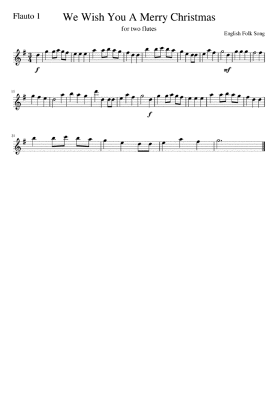 We Wish You A Merry Christmas EASY Flute Duet Flute Duet scores gallery preview page 2