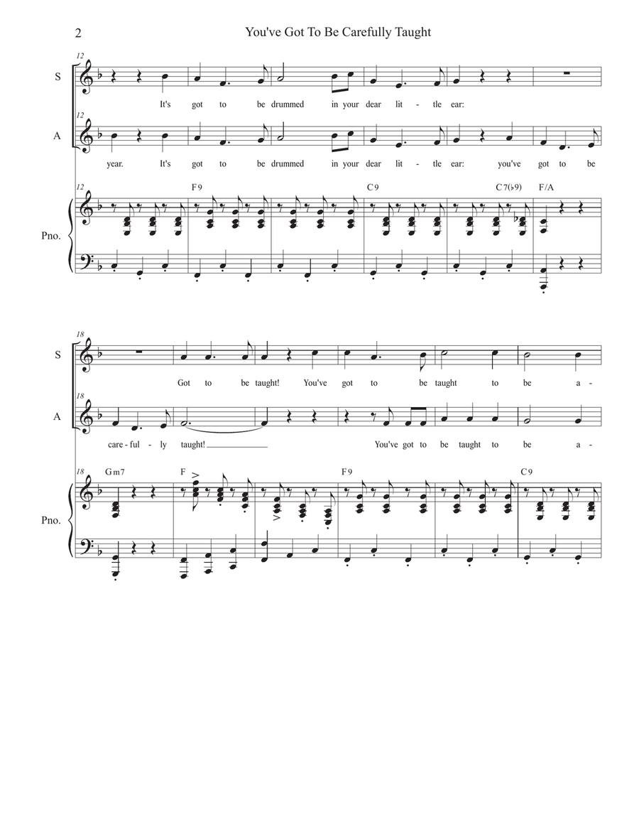 You've Got To Be Carefully Taught Alto Voice scores gallery preview page 2