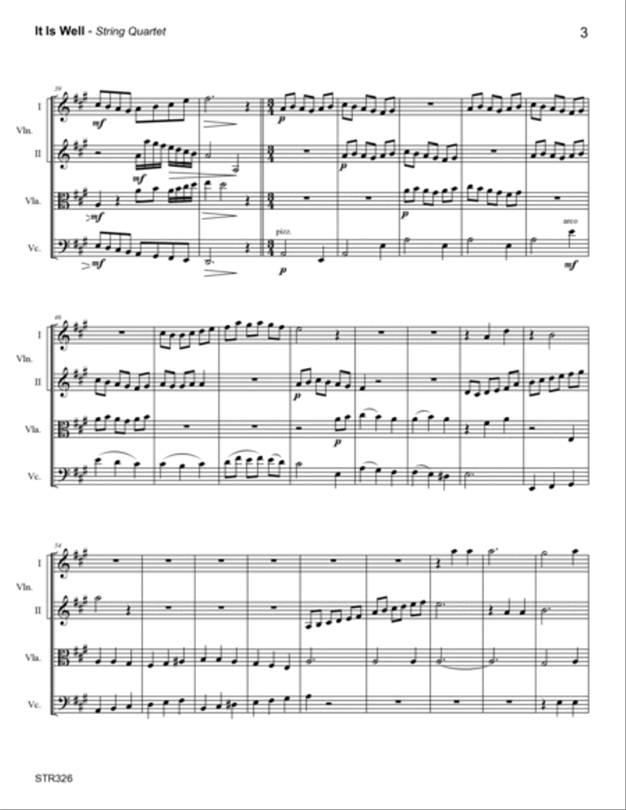 IT IS WELL WITH MY SOUL - String Quartet with optional Piano Accompaniment String Quartet scores gallery preview page 3