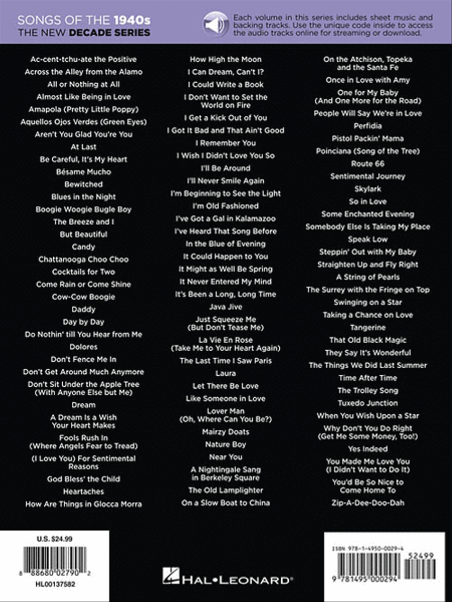 Songs of the 1940s Piano, Vocal, Guitar scores gallery preview page 2