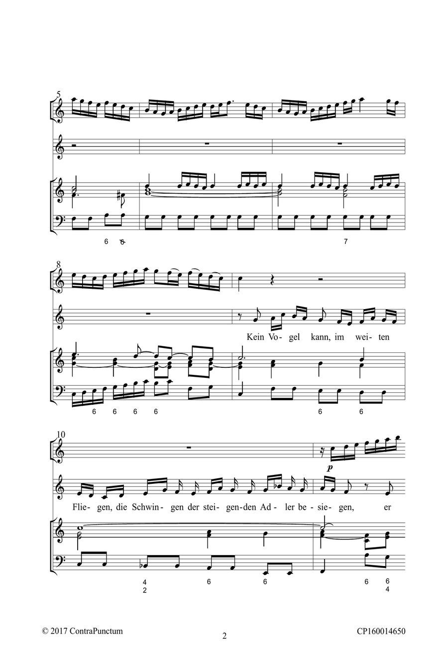 Harmonischer Gottesdienst TWV 1:994 Kein Vogel kann, im weiten Fliegen Flute scores gallery preview page 6