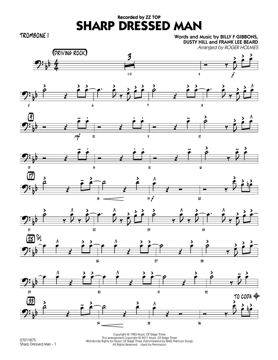 Sharp Dressed Man - Trombone 1 Jazz Ensemble scores gallery preview page 1
