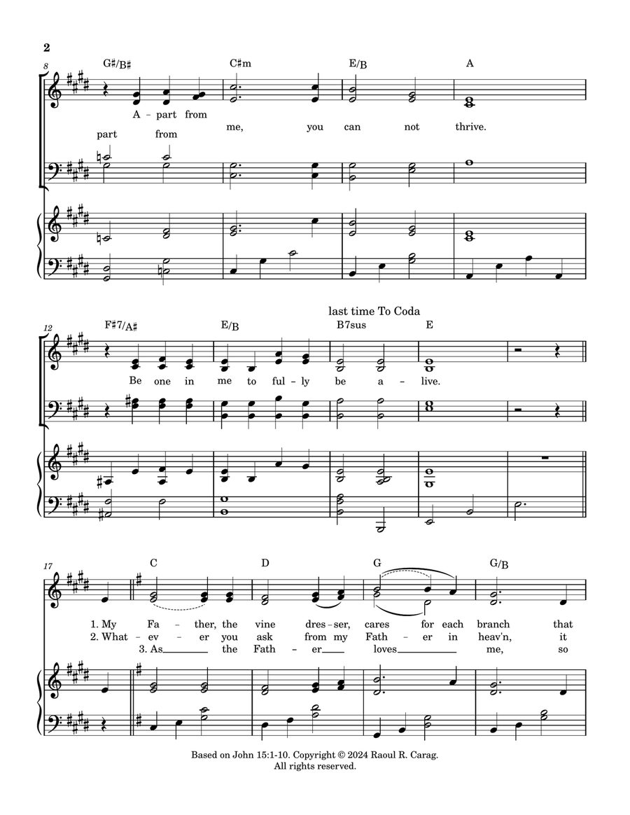 Remain in Me (Vine and Branches) 4-Part scores gallery preview page 2