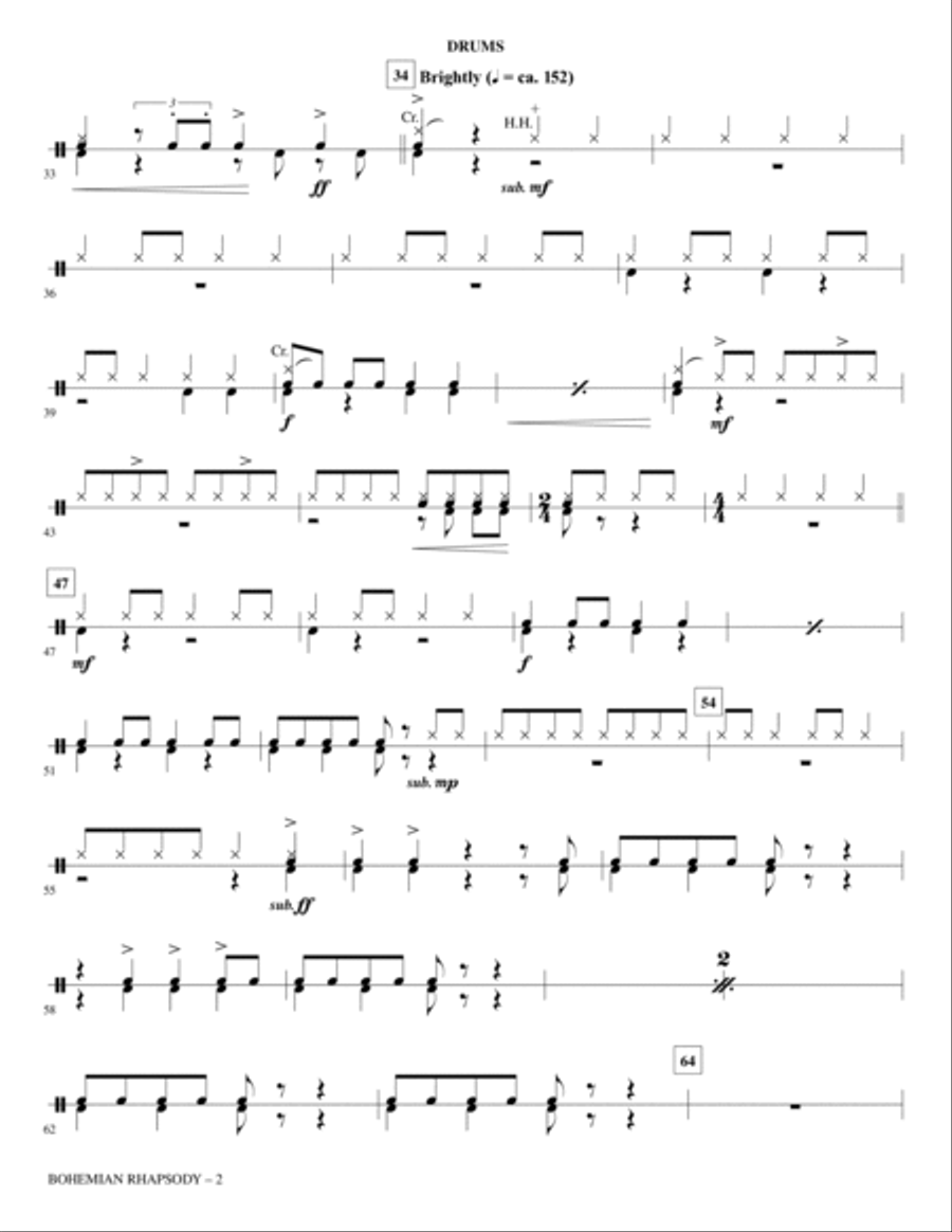 Bohemian Rhapsody (arr. Mark Brymer) - Drums A Cappella scores gallery preview page 2