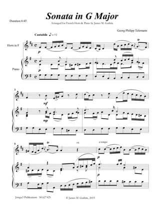 Telemann: Four Sonatas for French Horn & Piano
