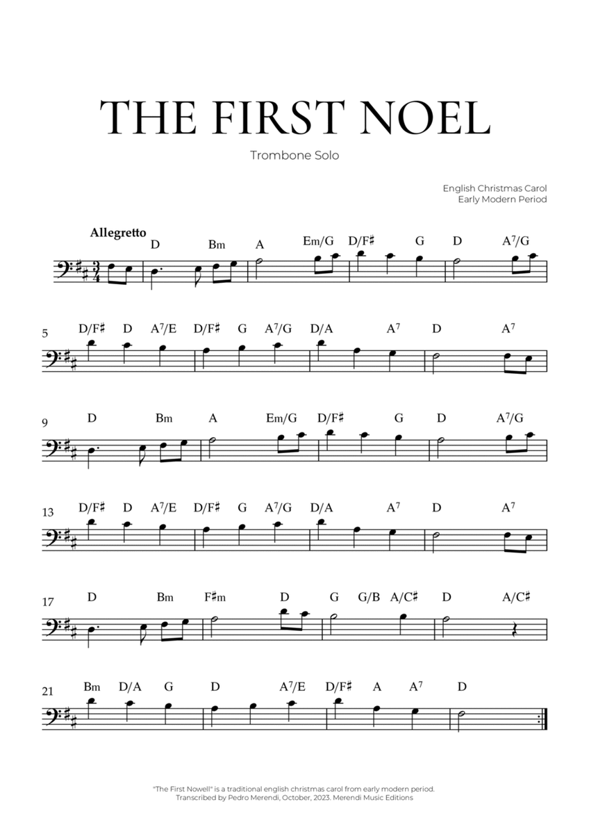 The First Noel (Trombone Solo) - Christmas Carol image number null