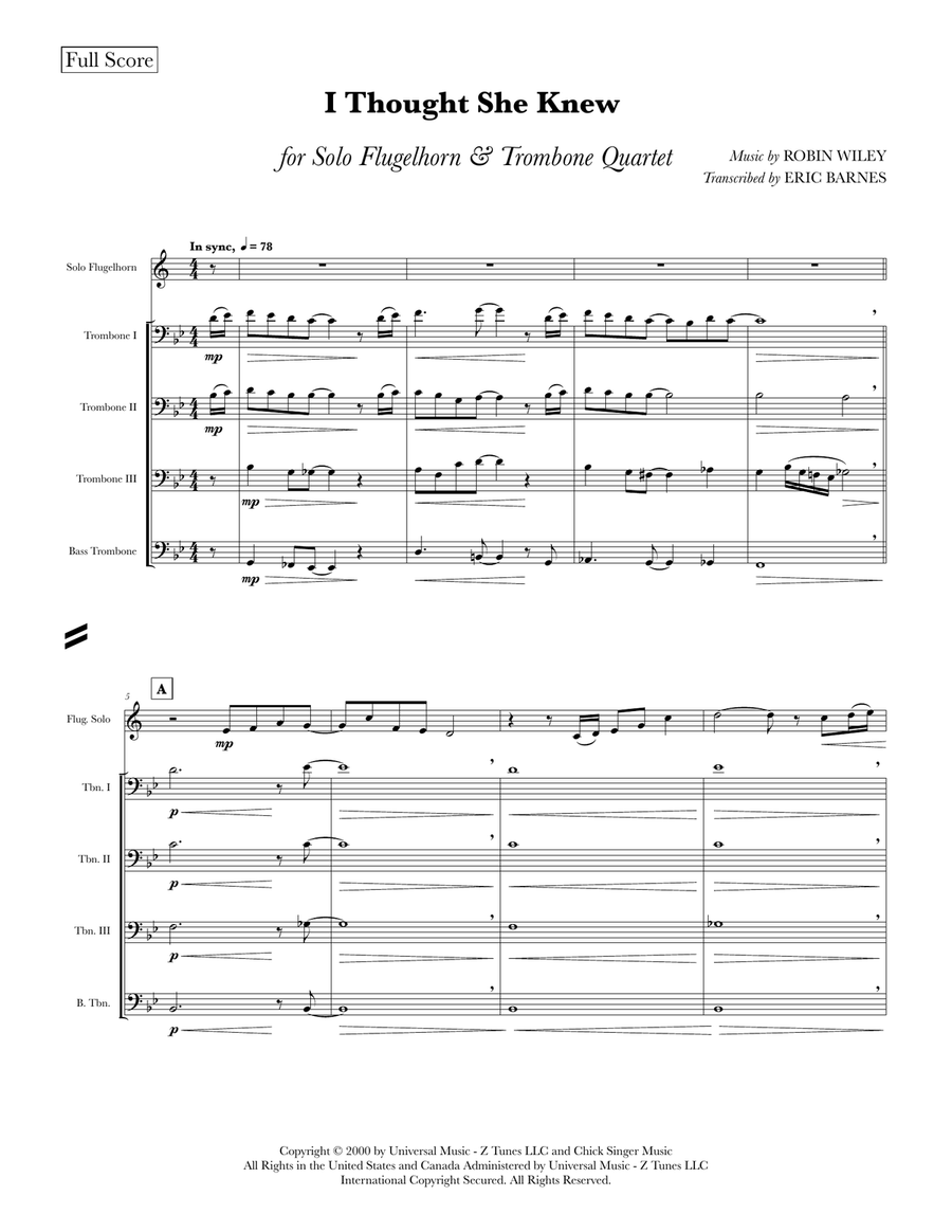 I Thought She Knew I Thought She Knew Brass Quartet scores gallery preview page 2