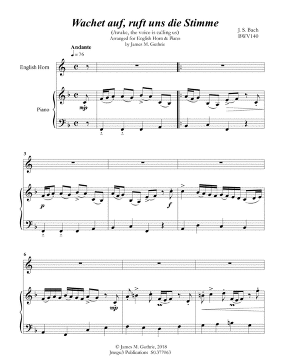 Bach: Wachet auf for English Horn & Piano image number null
