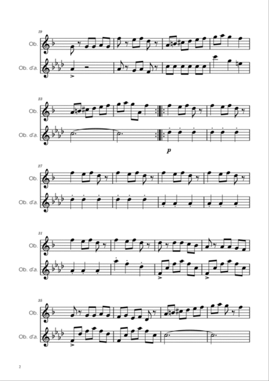 Carol of the Bells - Oboe Duet Woodwind Duet scores gallery preview page 2