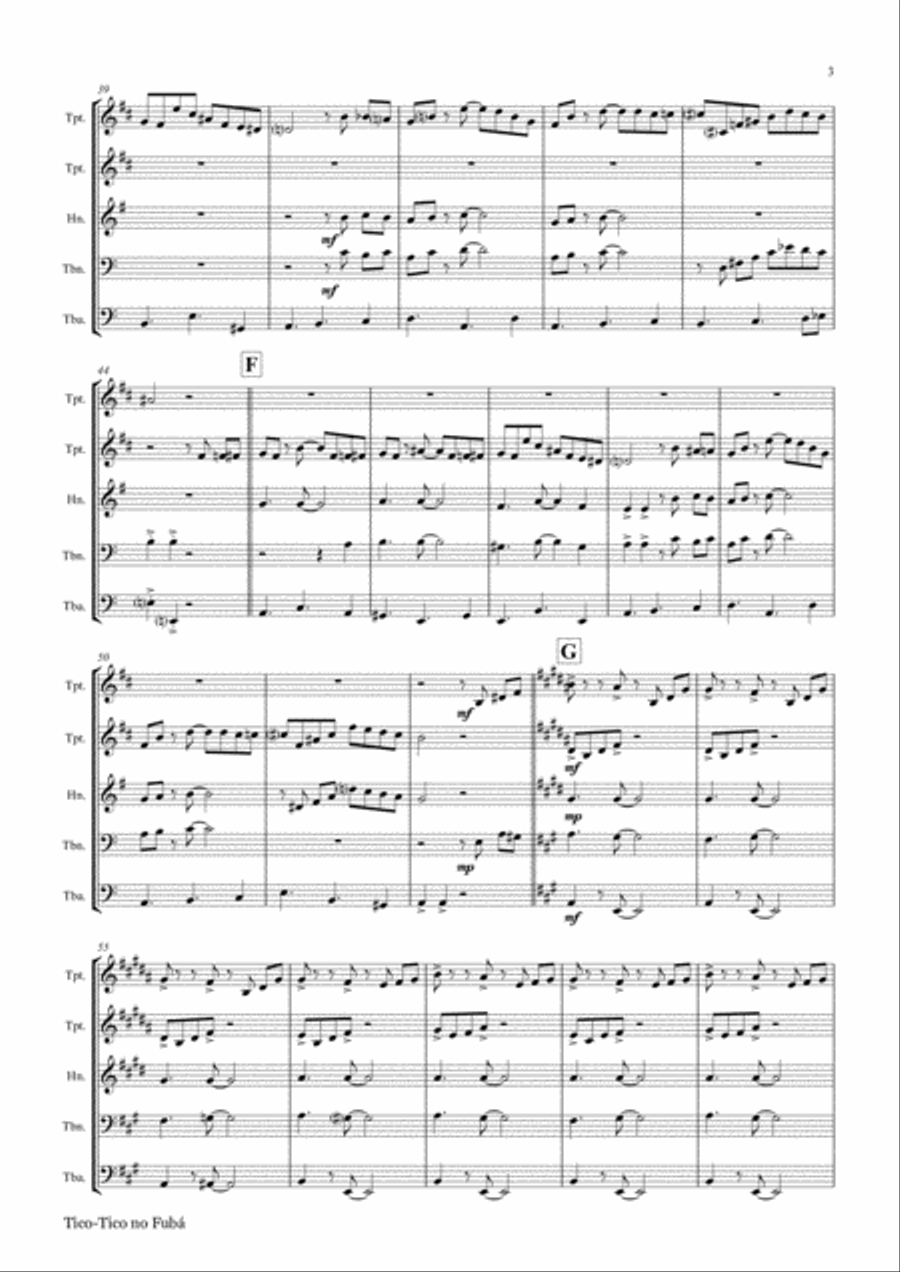 Tico-Tico no Fubá - Choro - Brass Quintet Brass Quintet scores gallery preview page 4
