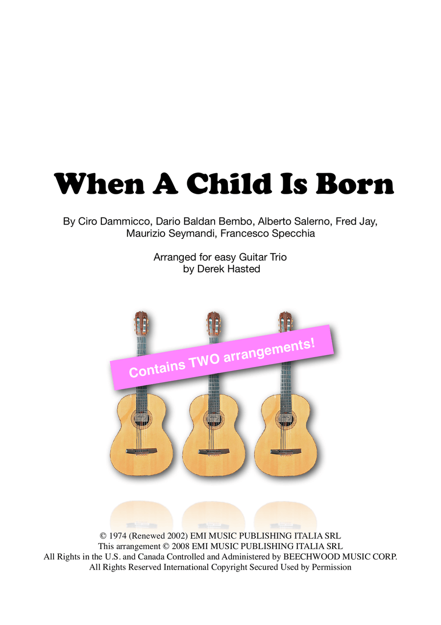 When A Child Is Born Guitar Ensemble scores gallery preview page 1