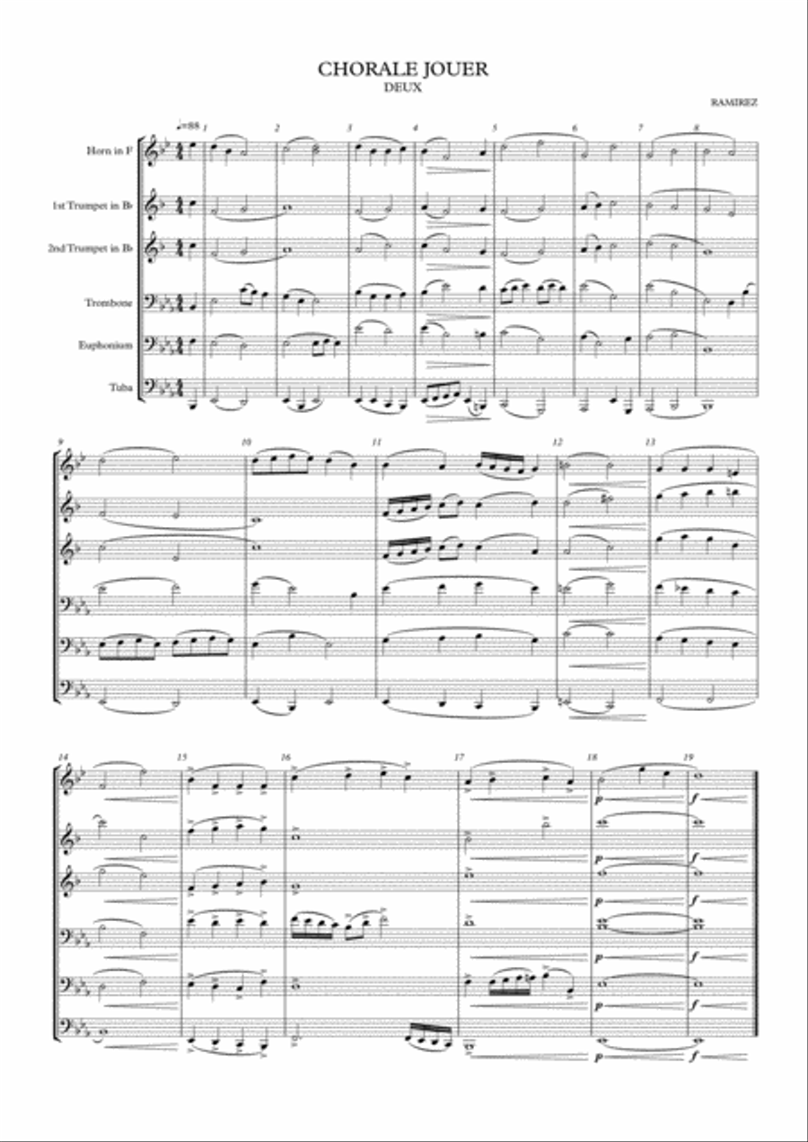 Chorale Jouer, Deux Brass Ensemble scores gallery preview page 1
