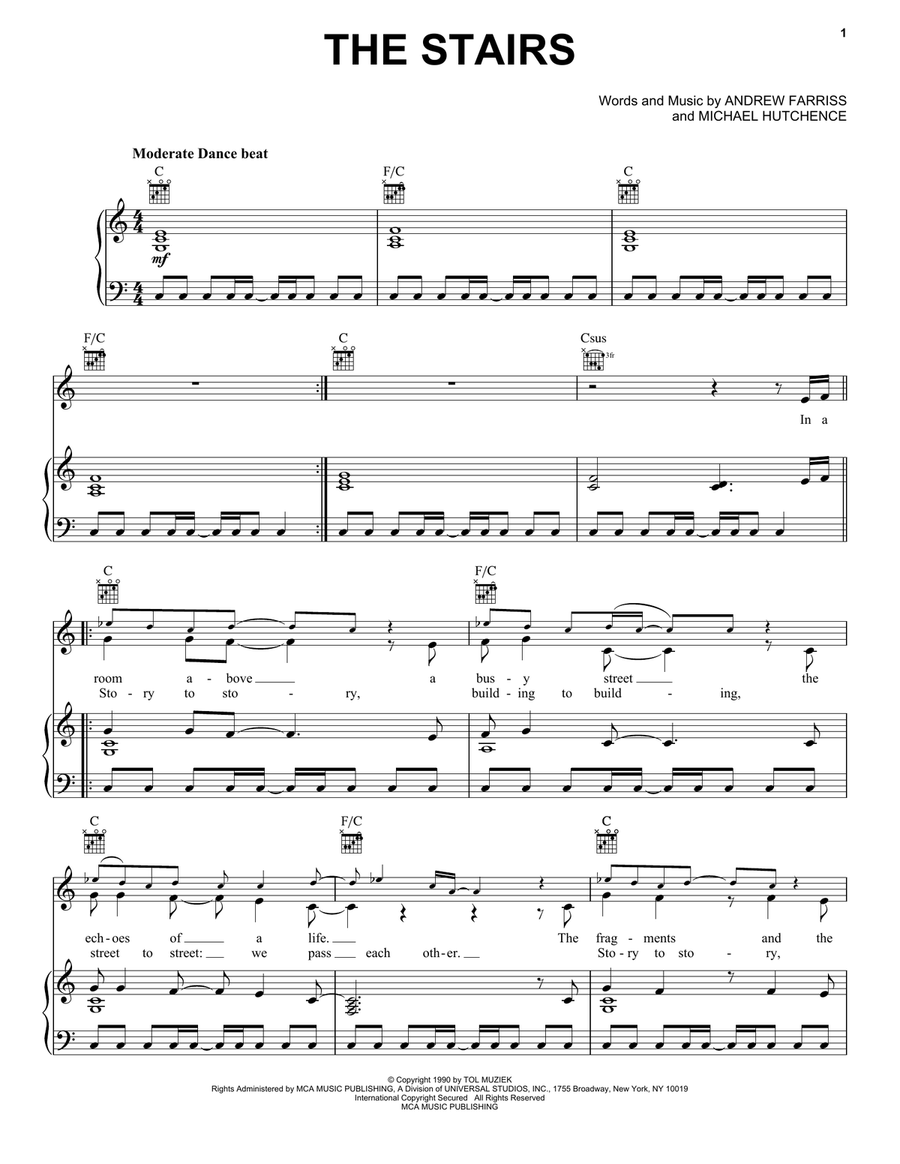 The Stairs Piano, Vocal, Guitar scores gallery preview page 1