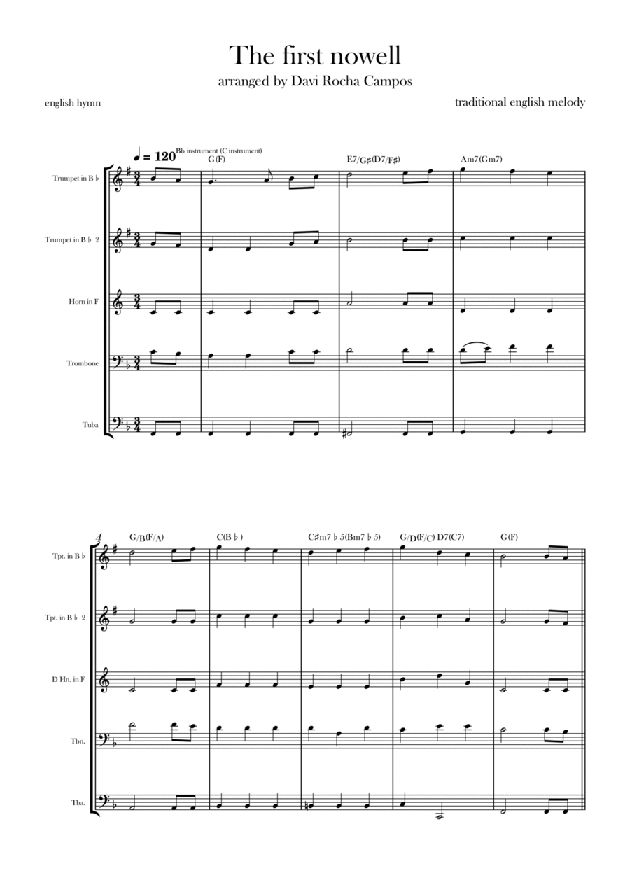 The First nowell Brass Quintet scores gallery preview page 1
