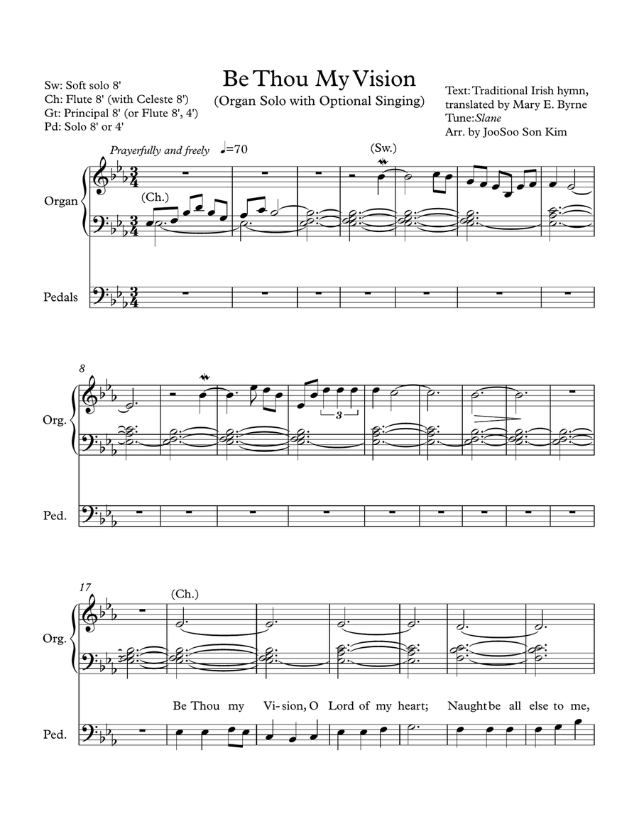 Be Thou My Vision (Tune: Slane) Organ Solo scores gallery preview page 1