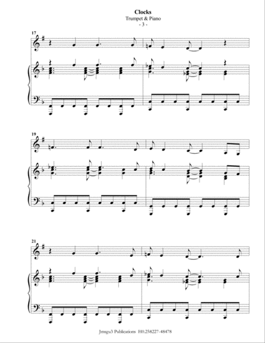 Clocks B-Flat Trumpet scores gallery preview page 3
