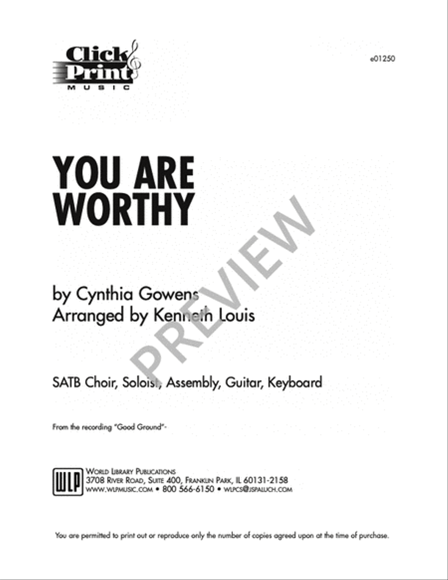 You Are Worthy 4-Part scores gallery preview page 2