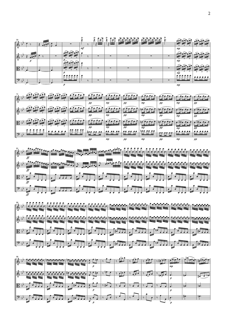 Vivaldi Summer from the Four Seasons, all mvts., for string quartet, CV102 String Quartet scores gallery preview page 2