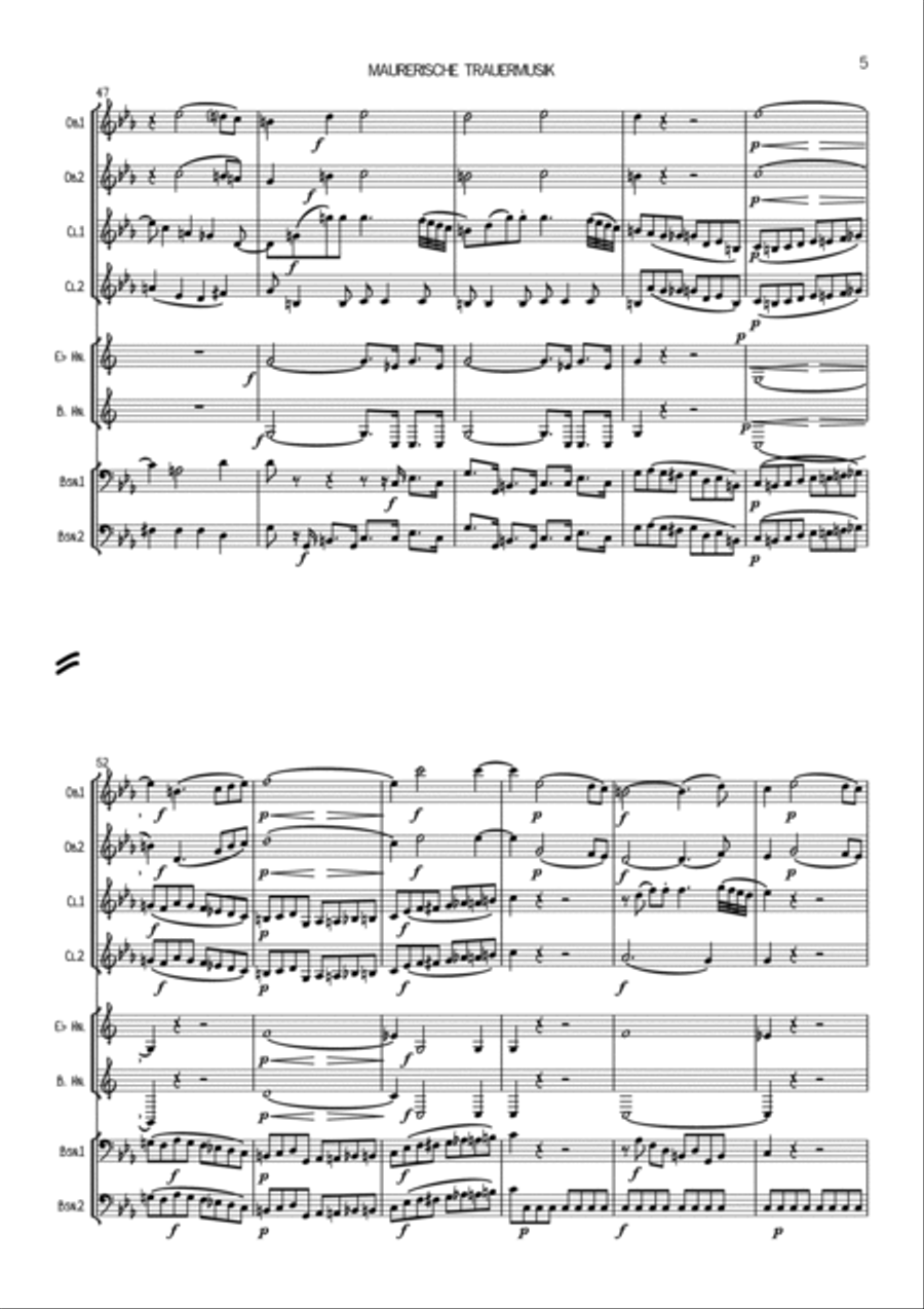 Mozart: Maurerische Trauermusik K.477 (Masonic Funeral Music) - wind octet (2 ob, 2 cl, 2 hn, 2 bsn) Bassoon scores gallery preview page 5