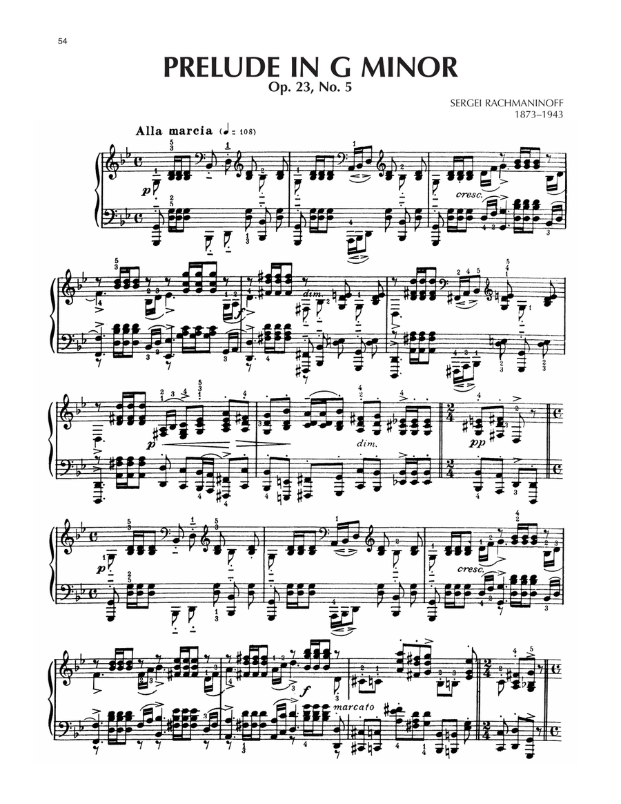 Prelude In G Minor, Op. 23, No. 5 Piano Solo scores gallery preview page 1