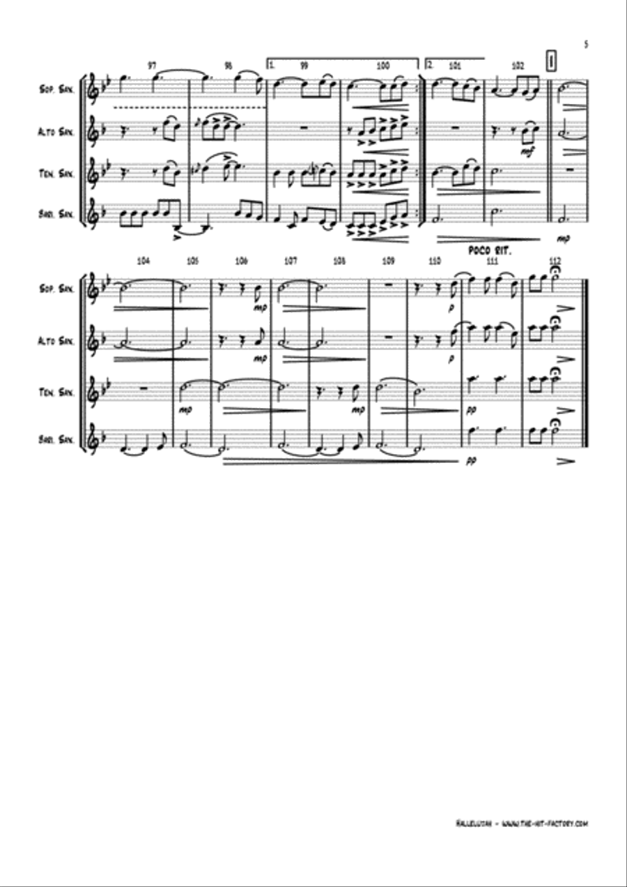 Hallelujah Woodwind Quartet scores gallery preview page 5