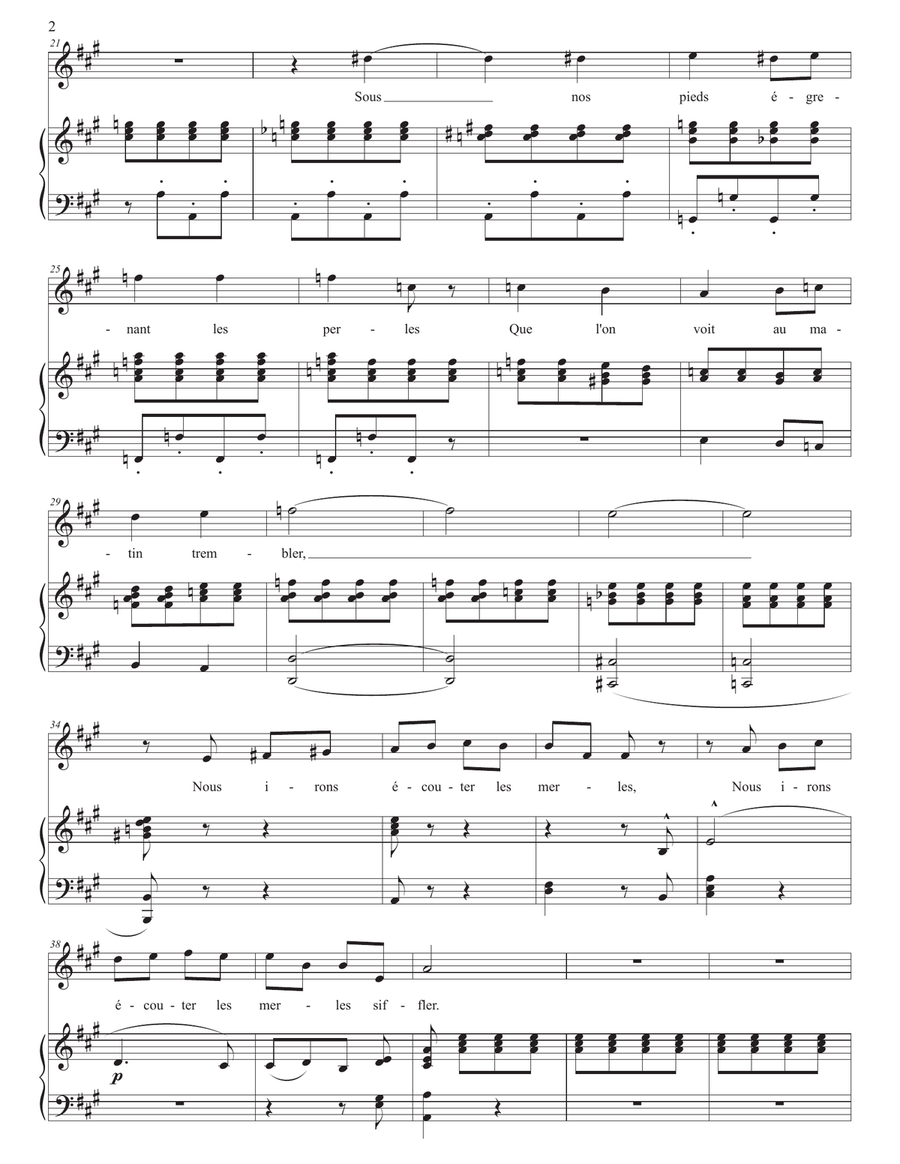 BERLIOZ: Villanelle, Op. 7 no. 1 (transposed to A major) Piano, Vocal scores gallery preview page 3