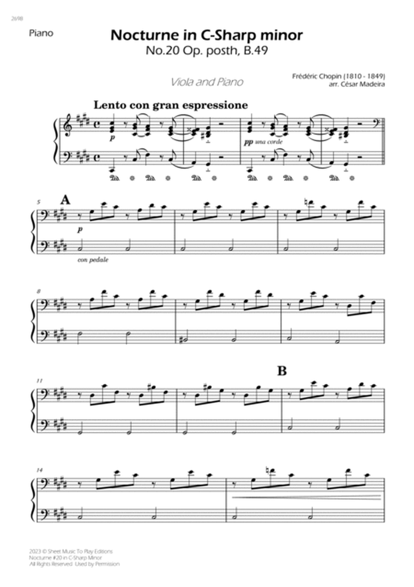 Nocturne No.20 in C-Sharp minor - Viola and Piano (Individual Parts) image number null