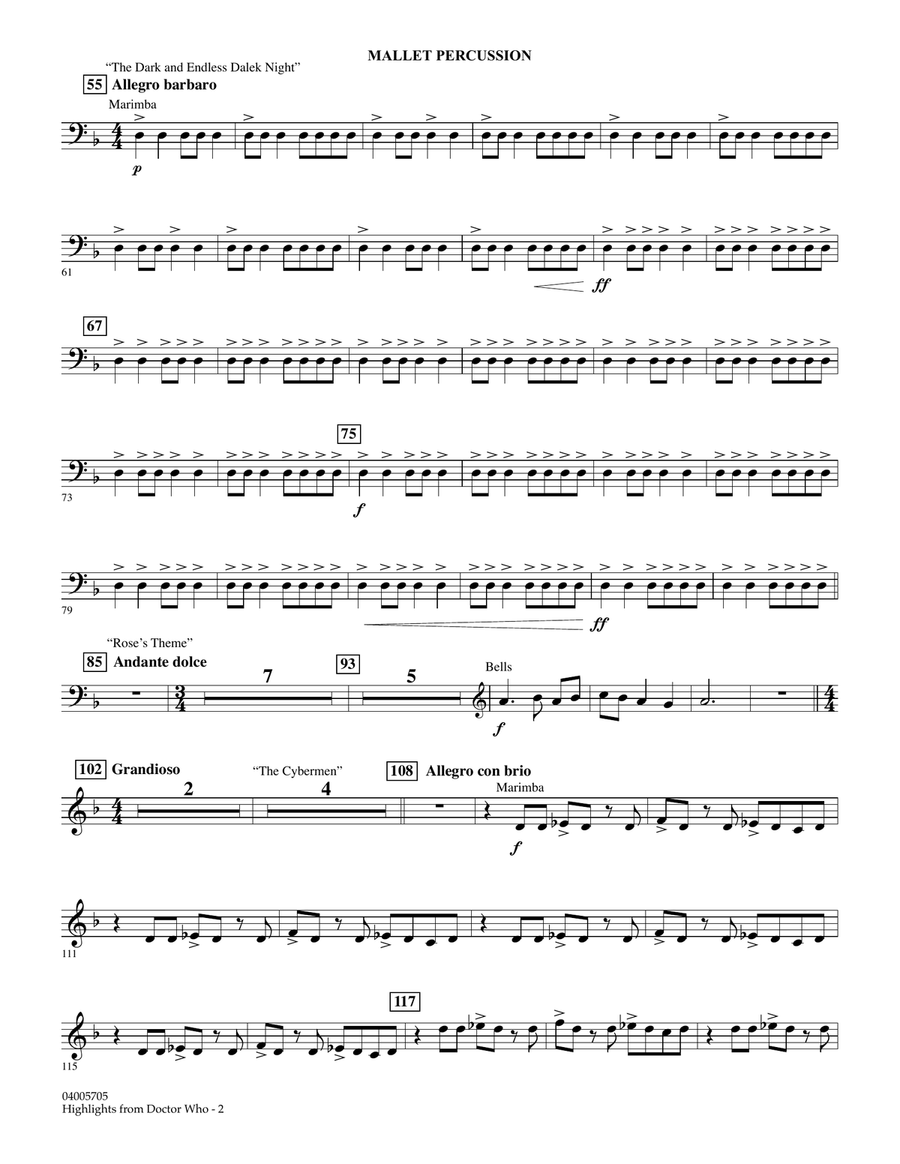 Highlights from Doctor Who (arr. Robert Buckley) - Mallet Percussion Concert Band scores gallery preview page 2