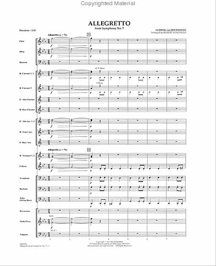 Allegretto (from Symphony No. 7) Concert Band scores gallery preview page 2