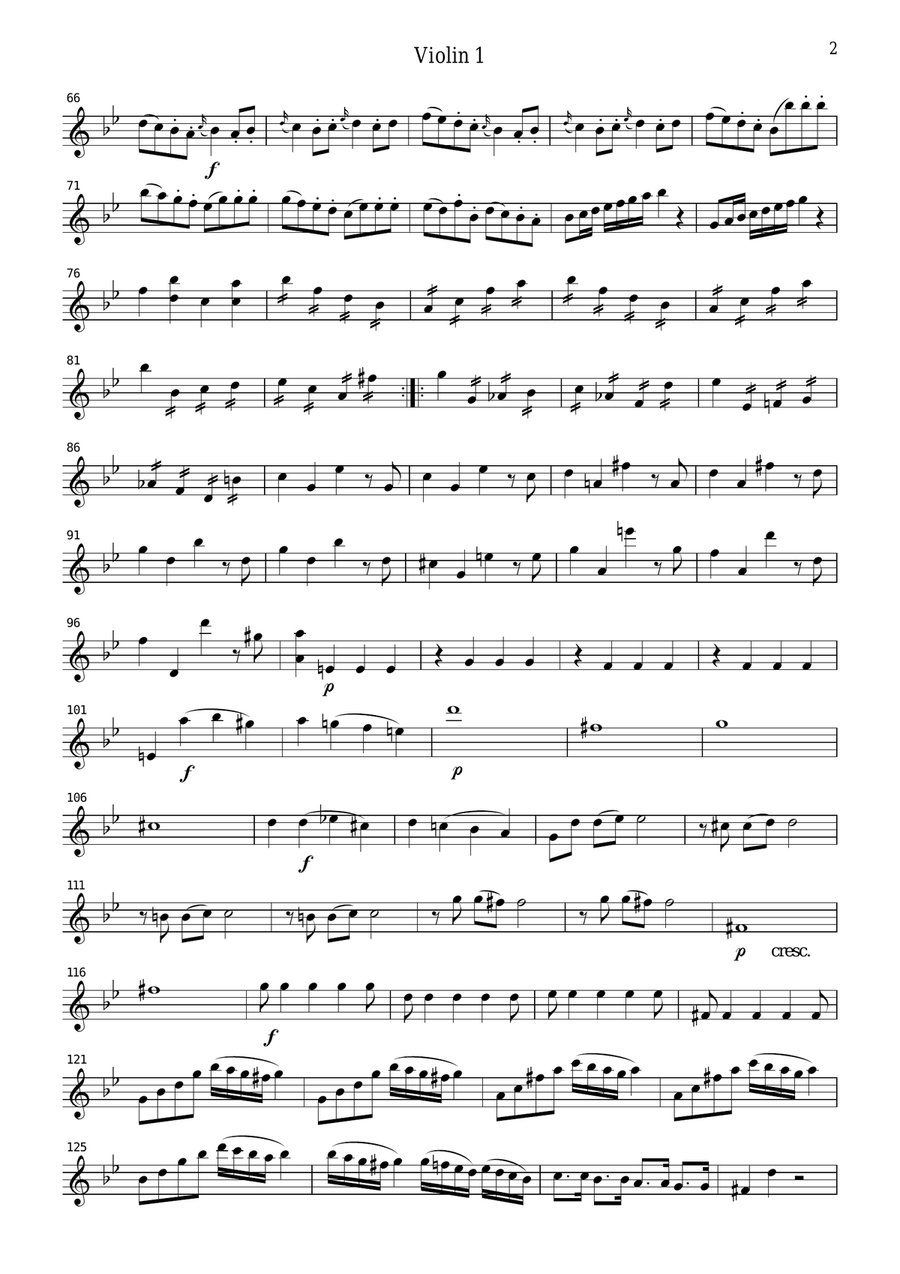 Mozart Symphony No.25, 1st mvt., for string quartet, CM010 String Quartet scores gallery preview page 6