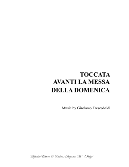 TOCCATA avanti la Messa della Domenica - For Organ image number null