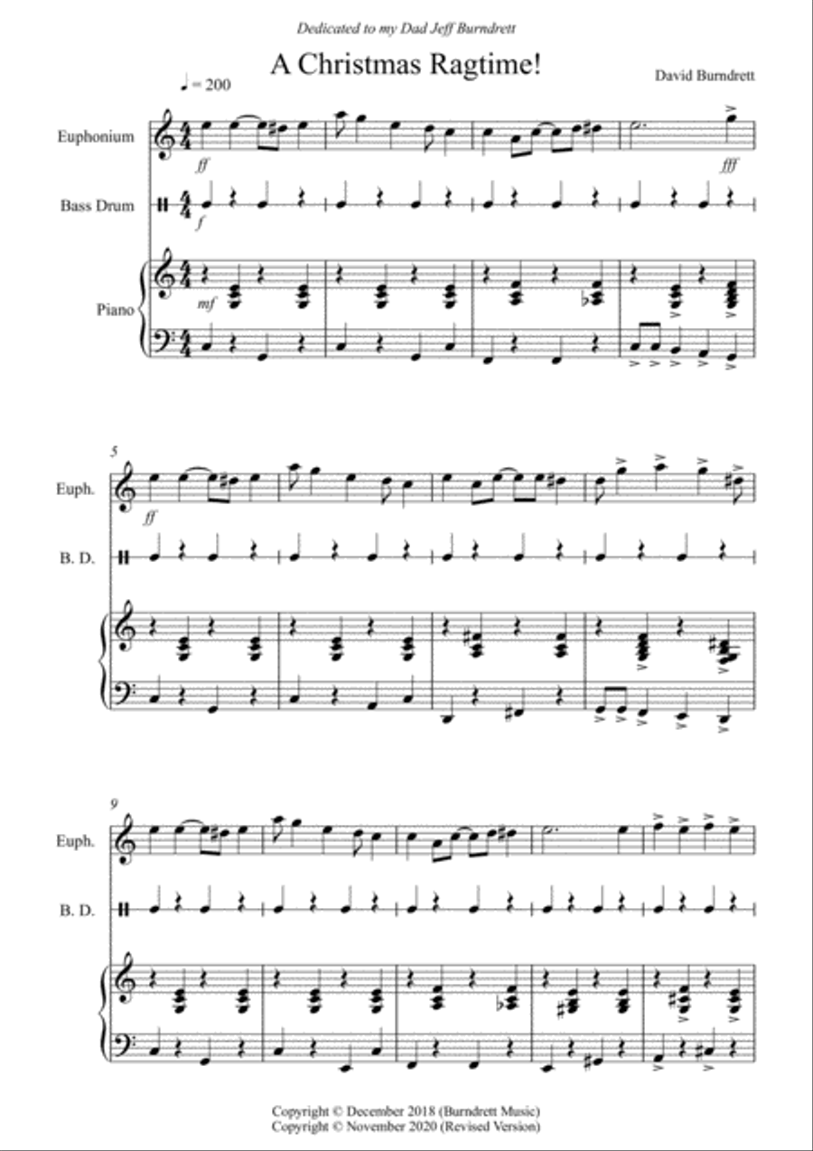 A Christmas Ragtime for Euphonium and Piano Small Ensemble scores gallery preview page 1