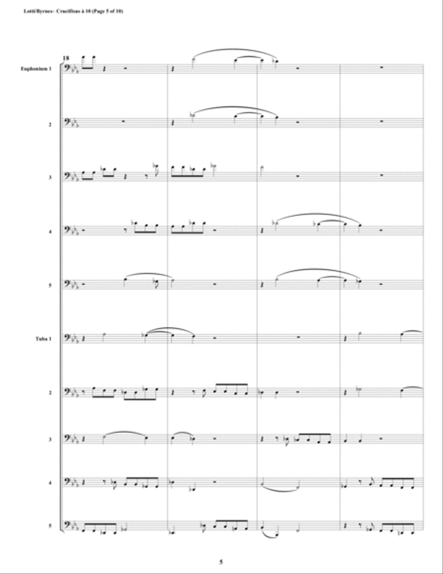 Crucifixus a 10 by Antonio Lotti (Euphonium-Tuba Choir) Crucifixus a 10 by Antonio Lotti (Euphonium-Tuba Choir) Brass Ensemble scores gallery preview page 5