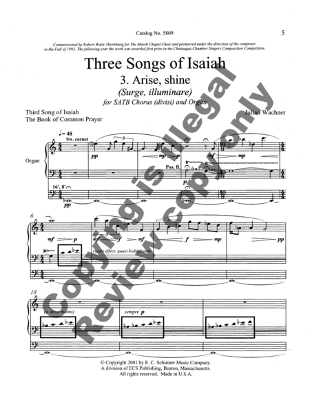 Three Songs of Isaiah: 3. Arise, shine (Surge, illuminare) image number null