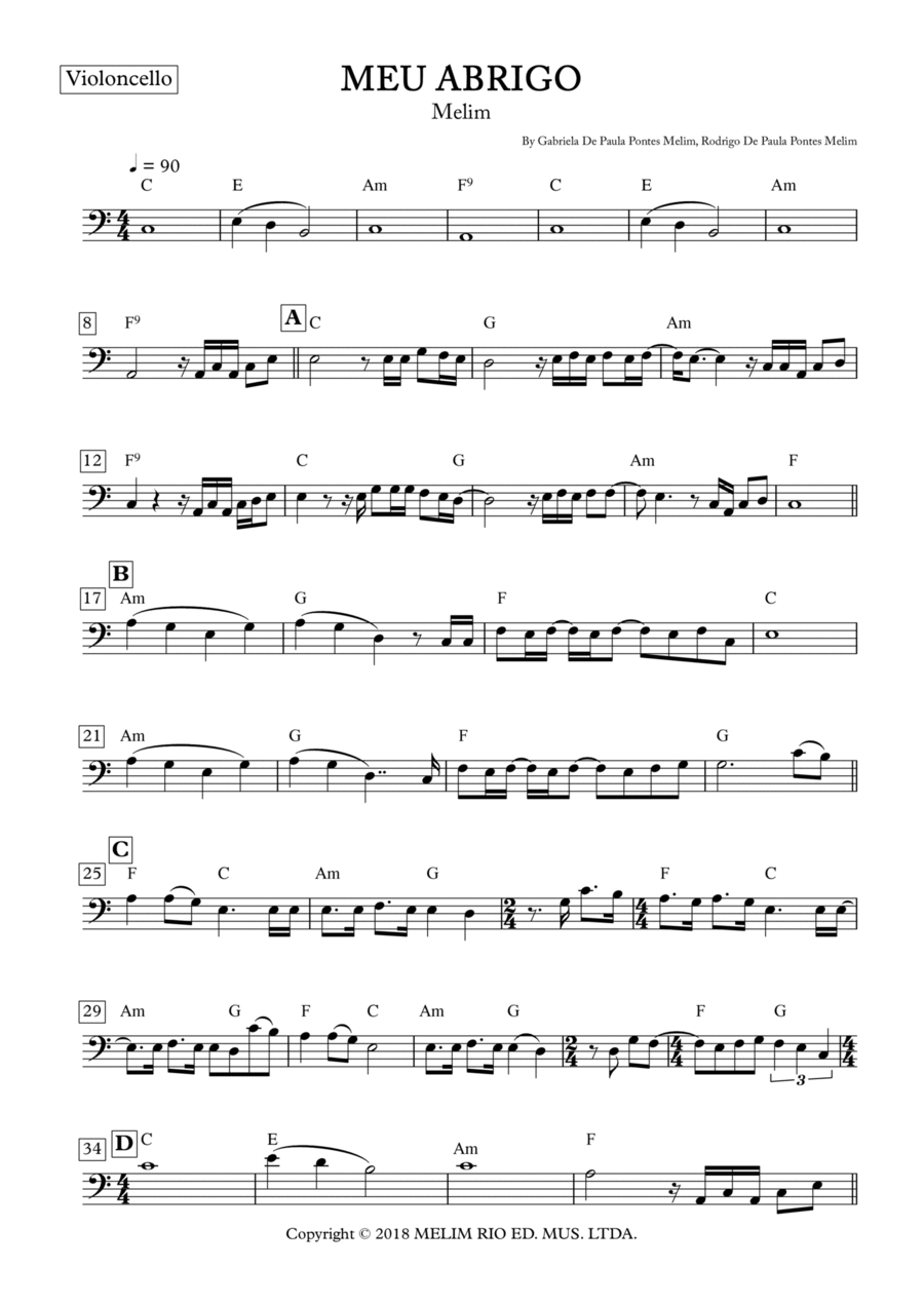 Meu Abrigo Cello Solo scores gallery preview page 1