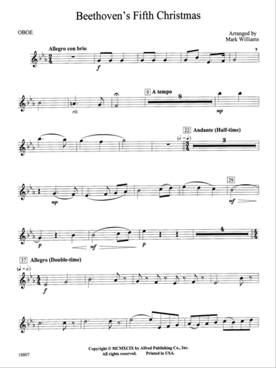 Beethoven's Fifth Christmas: Oboe Concert Band scores gallery preview page 1