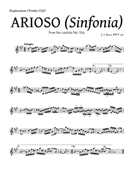 ARIOSO, by J. S. Bach (sinfonia) - for Euphonium (Treble Clef) and accompaniment image number null