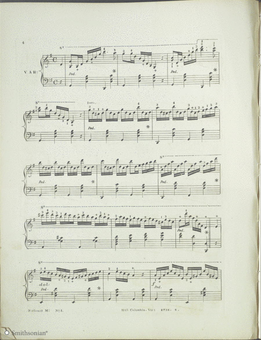 Popular National Melodies with Brilliant Variations: Hail Columbia Piano Solo scores gallery preview page 4