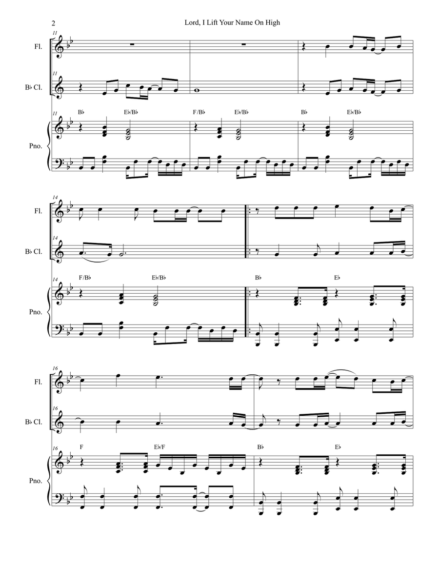 Lord, I Lift Your Name On High Woodwind Duet scores gallery preview page 2