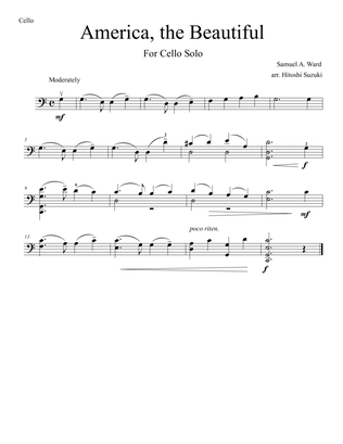 Book cover for America, the Beautiful for cello solo