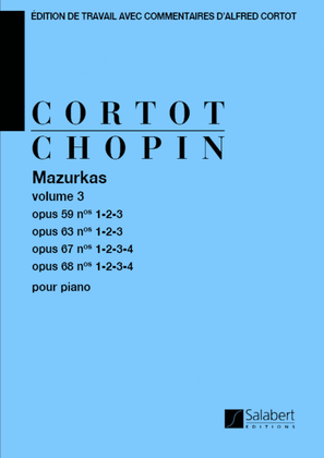 Book cover for Mazurkas Op 59, 63, 67, 68 - 3eme volume